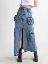 Load image into Gallery viewer, It Girl Denim Cargo Skirt FancySticated
