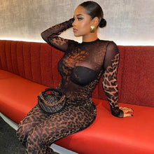 Load image into Gallery viewer, Joya Leopard Mesh Jumpsuit FancySticated
