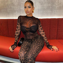 Load image into Gallery viewer, Joya Leopard Mesh Jumpsuit FancySticated
