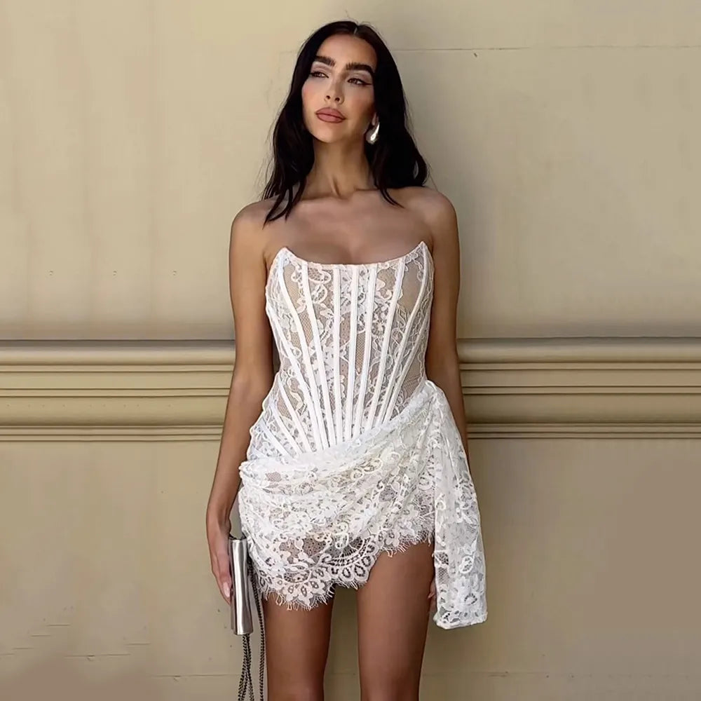 white christmas dresses Kandi Corset Mini Dress
