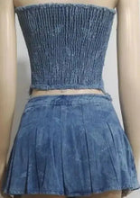 Load image into Gallery viewer, Keke Denim Pleated Skirt Set FancySticated

