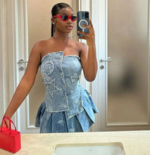 Load image into Gallery viewer, Keke Denim Pleated Skirt Set FancySticated

