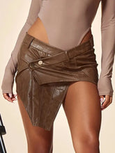 Load image into Gallery viewer, Leather Asymmetric Mini Skirt FancySticated
