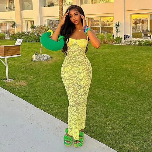 Levana Lace Maxi Dress- Yellow FancySticated