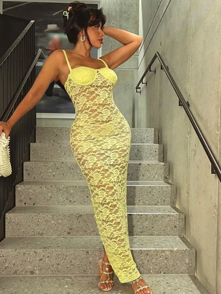 Levana Lace Maxi Dress- Yellow FancySticated