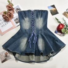 Load image into Gallery viewer, Lissa Denim Ruffled Mini Dress FancySticated
