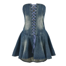 Load image into Gallery viewer, Lissa Denim Ruffled Mini Dress FancySticated
