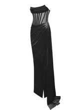 Load image into Gallery viewer, Love Off-Shoulder Velvet Maxi Dress FancySticated
