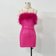 Load image into Gallery viewer, Luxury Feather Sequin Mini Dress FancySticated
