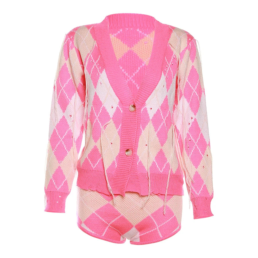 Lyssa Plaid Cardigan Short Set FancySticated
