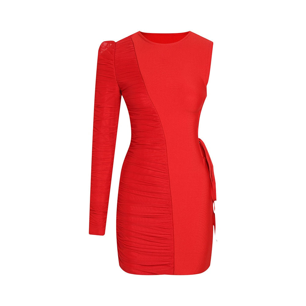 Marci Mini Bandage Dress- Red FancySticated