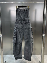 Load image into Gallery viewer, Mariah Cargo Denim Jumpsuit FancySticated
