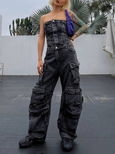 Load image into Gallery viewer, Mariah Cargo Denim Jumpsuit FancySticated
