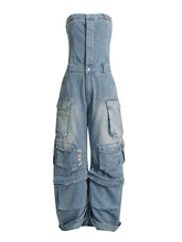 Load image into Gallery viewer, Mariah Cargo Denim Jumpsuit FancySticated
