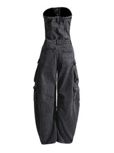 Load image into Gallery viewer, Mariah Cargo Denim Jumpsuit FancySticated
