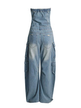 Load image into Gallery viewer, Mariah Cargo Denim Jumpsuit FancySticated
