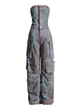 Load image into Gallery viewer, Mariah Cargo Denim Jumpsuit FancySticated
