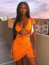 Load image into Gallery viewer, Mauniece Mini Dress- Orange FancySticated
