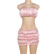 Load image into Gallery viewer, Metallic Ruched Skirt Set FancySticated
