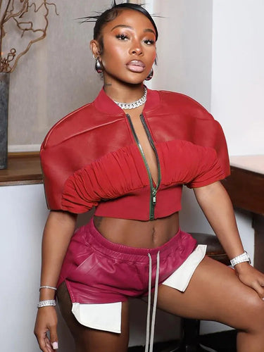 Naya Leather Crop Jacket FancySticated