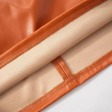 Load image into Gallery viewer, Orange Leather Pleated Mini Dress FancySticated
