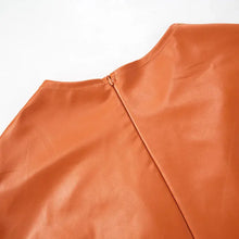 Load image into Gallery viewer, Orange Leather Pleated Mini Dress FancySticated

