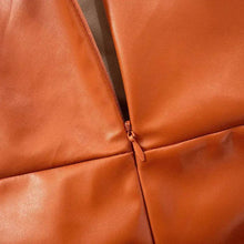 Load image into Gallery viewer, Orange Leather Pleated Mini Dress FancySticated
