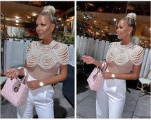 Load image into Gallery viewer, Pearl Bustier Beaded Crop Top FancySticated
