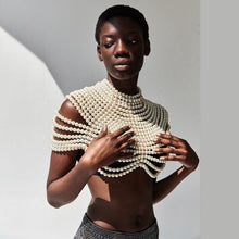 Load image into Gallery viewer, Pearl Bustier Beaded Crop Top FancySticated
