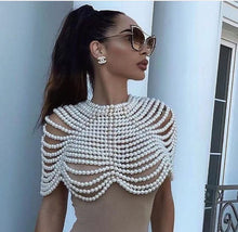 Load image into Gallery viewer, Pearl Bustier Beaded Crop Top FancySticated
