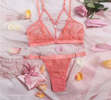 Load image into Gallery viewer, Pink Heart Mesh Lingerie Set FancySticated
