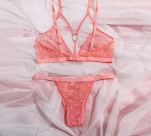 Load image into Gallery viewer, Pink Heart Mesh Lingerie Set FancySticated
