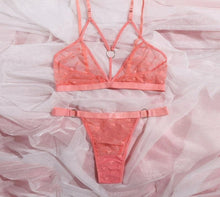 Load image into Gallery viewer, Pink Heart Mesh Lingerie Set FancySticated
