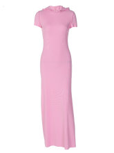 Load image into Gallery viewer, Pink Hooded Maxi Dress FancySticated
