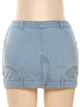 Load image into Gallery viewer, Rachelle Denim Mini Skirt FancySticated
