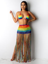 Load image into Gallery viewer, Rainbow Crochet Tassel Skirt Set FancySticated
