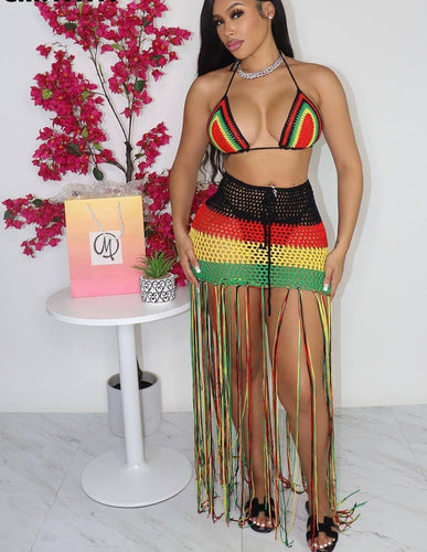 Rainbow Crochet Tassel Skirt Set FancySticated