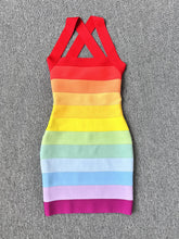 Load image into Gallery viewer, Rainbow Rayon Bandage Mini Dress FancySticated
