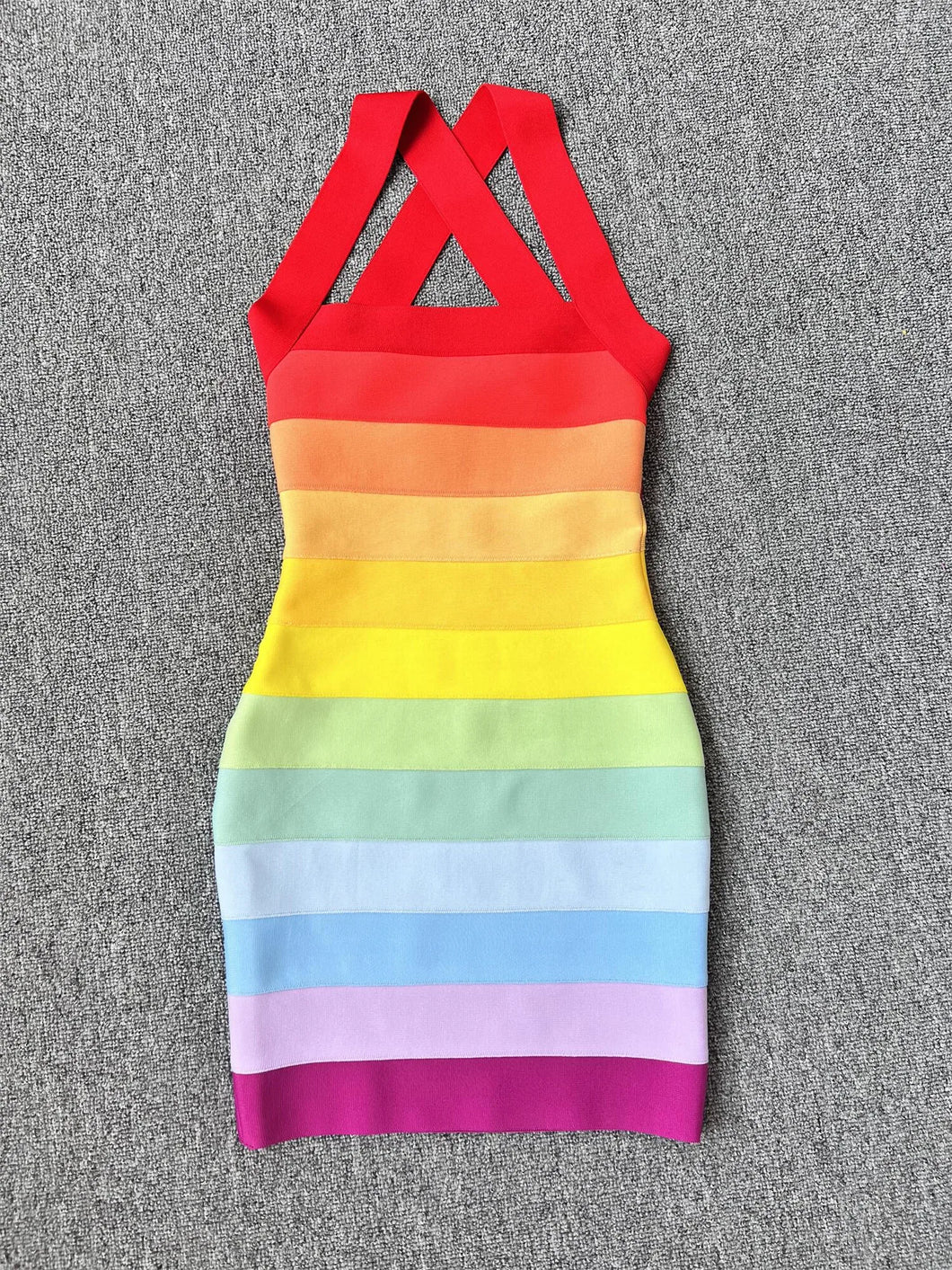 Rainbow Rayon Bandage Mini Dress FancySticated