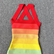 Load image into Gallery viewer, Rainbow Rayon Bandage Mini Dress FancySticated
