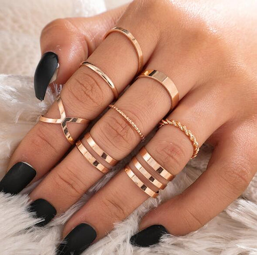 Round Hollow  Rings Set FancySticated