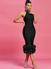 Load image into Gallery viewer, Ruffle Bandage Dress- Black FancySticated
