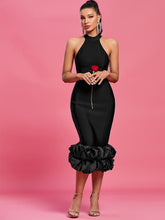 Load image into Gallery viewer, Ruffle Bandage Dress- Black FancySticated
