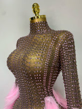 Load image into Gallery viewer, Abbi Mesh Feather Mini Dress
