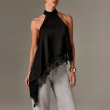 Load image into Gallery viewer, Satin Lace Asymmetrical Hem Top
