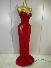 Load image into Gallery viewer, Red Fairy Mesh Maxi Dress
