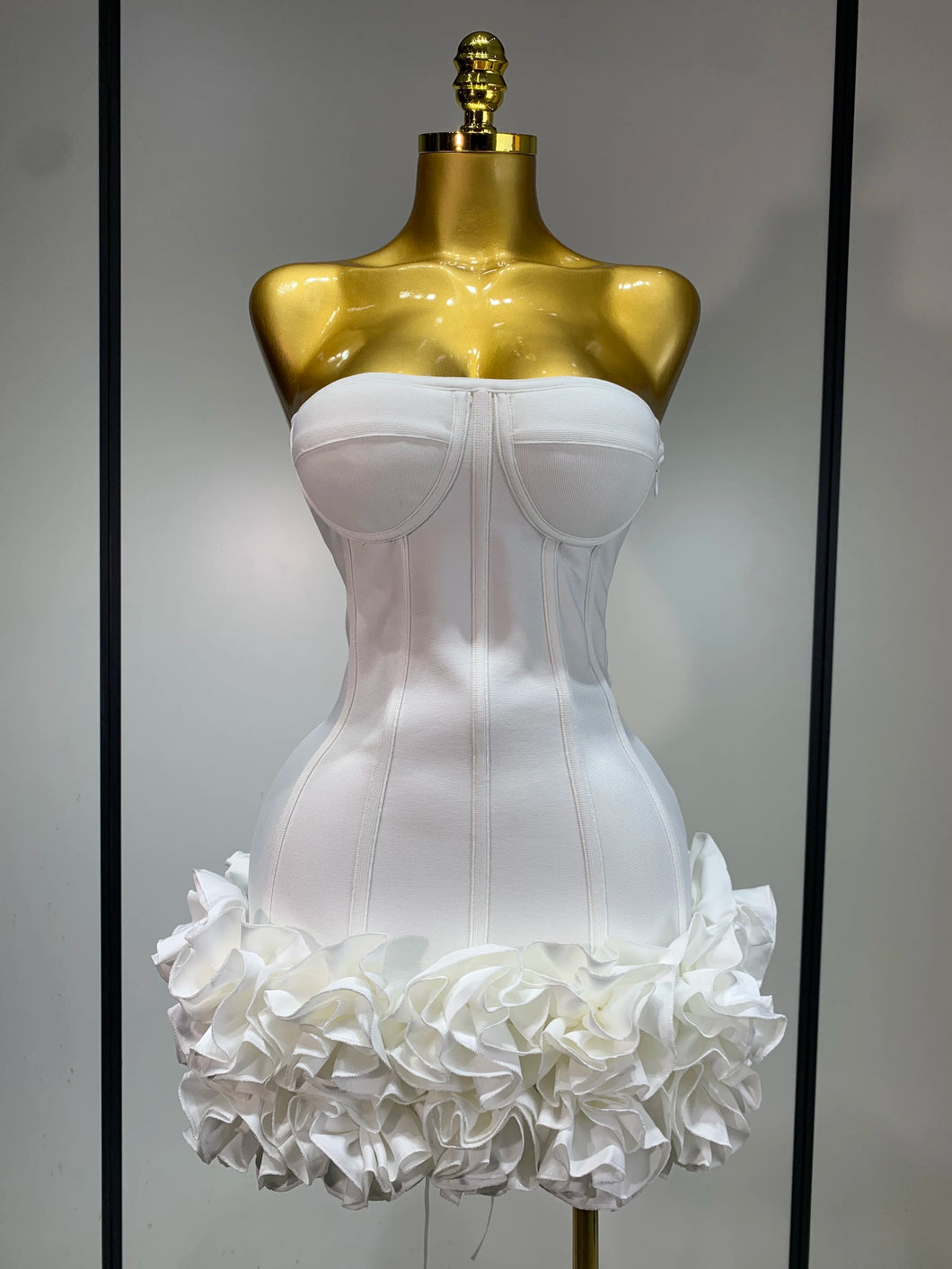 Flower Embellished Mini Bandage Dress