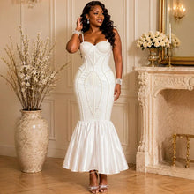 Load image into Gallery viewer, Pearls Rhinestone Mermaid Maxi Dress
