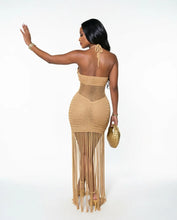 Load image into Gallery viewer, Sequined Knitted Fringe Maxi Dress
