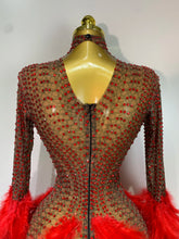 Load image into Gallery viewer, Abbi Mesh Feather Mini Dress
